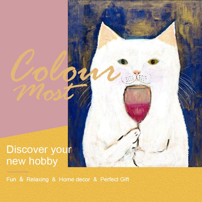 DIY Painting By Numbers - Cheers Cat (16"x20" / 40x50cm)