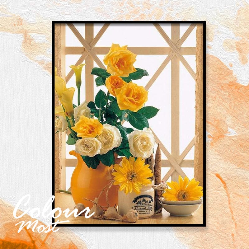 DIY Painting By Numbers - Flowers (16"x20" / 40x50cm)