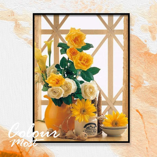 DIY Painting By Numbers - Flowers (16"x20" / 40x50cm)