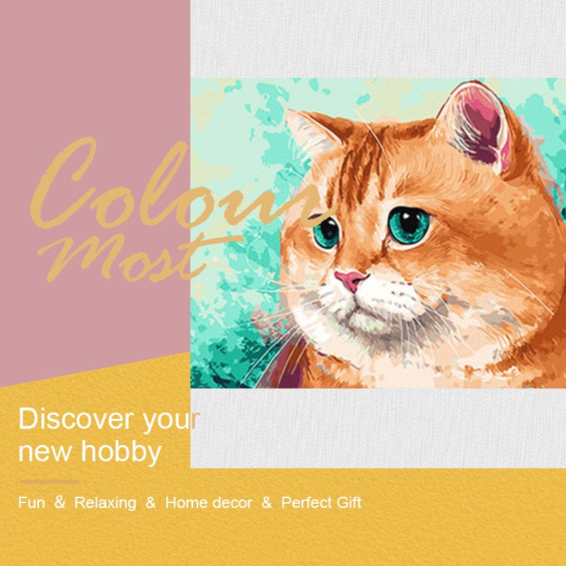 DIY Painting By Numbers - Orange cat (16"x20" / 40x50cm)