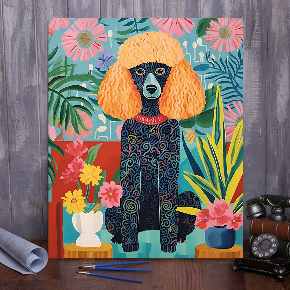'Colorful Poodle' Paint by Numbers Kit - Immerse Yourself in a Spectrum of Joy, Embrace Doggo Tranquility, An Ideal Treat for Pooch Fans and Art Devotees Alike! - ArtVibe Paint by Numbers
