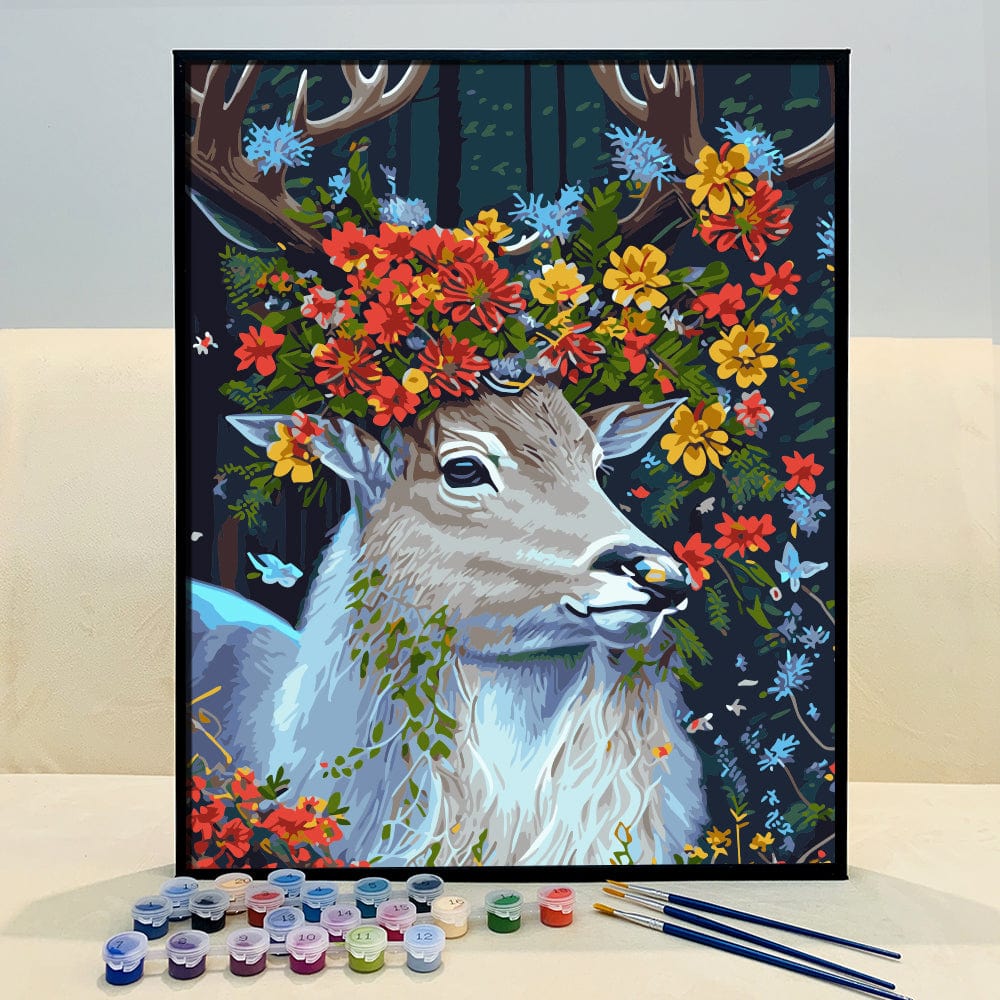 ColourMost™ DIY Painting By Numbers (EXCLUSIVE) - Deer in the flowers (16"x20")