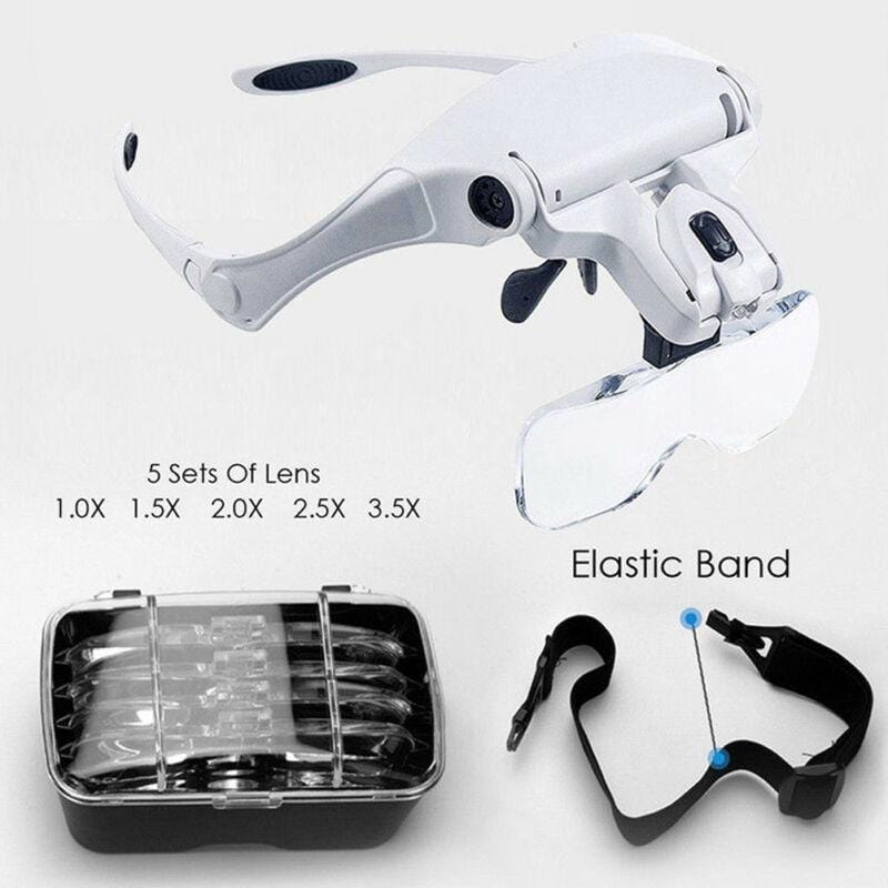 Magnifying Glasses LED Lighted Headband Magnifier Lamp