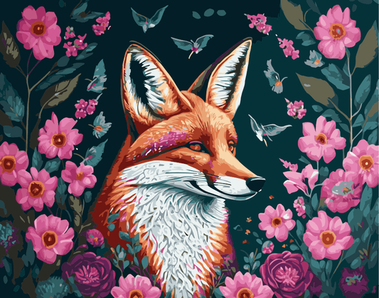 ColourMost™ DIY Painting By Numbers (EXCLUSIVE) - Fox in flowers (16"x20")