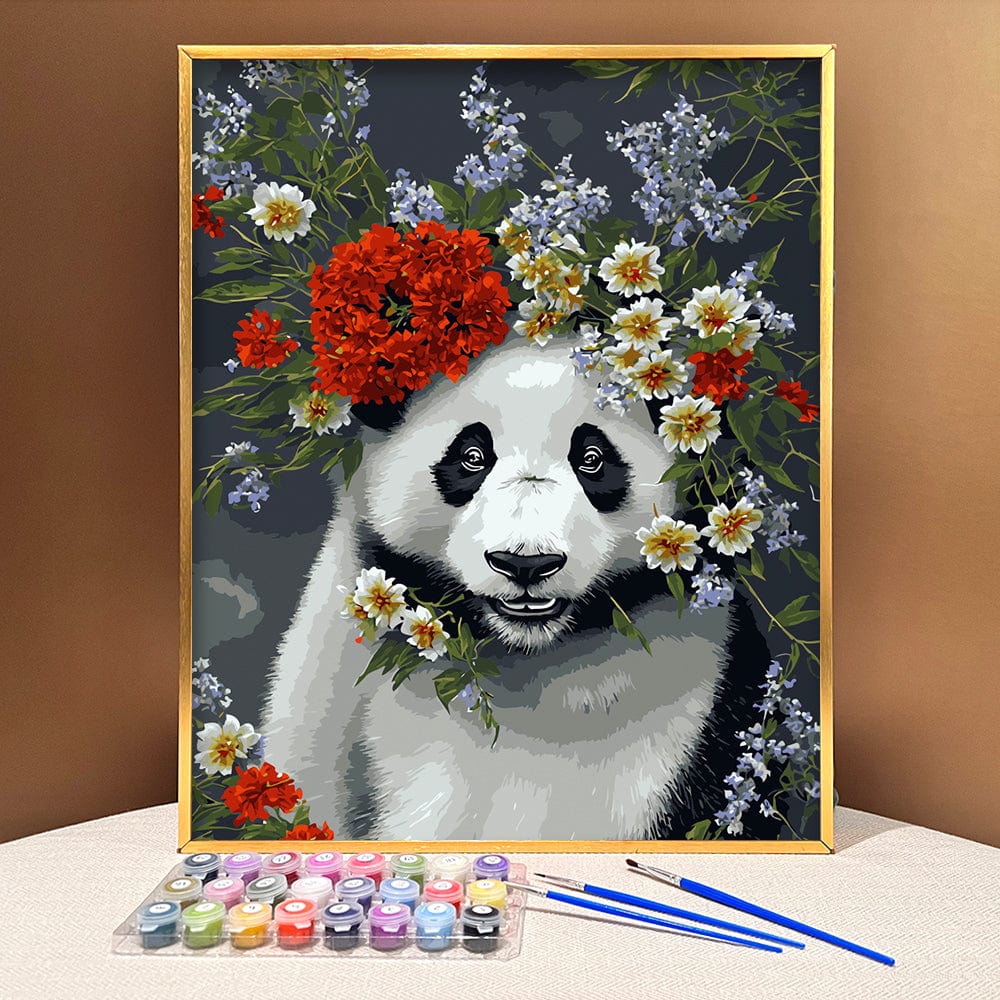 ColourMost™ DIY Painting By Numbers (EXCLUSIVE) - Panda in flowers (16"x20")