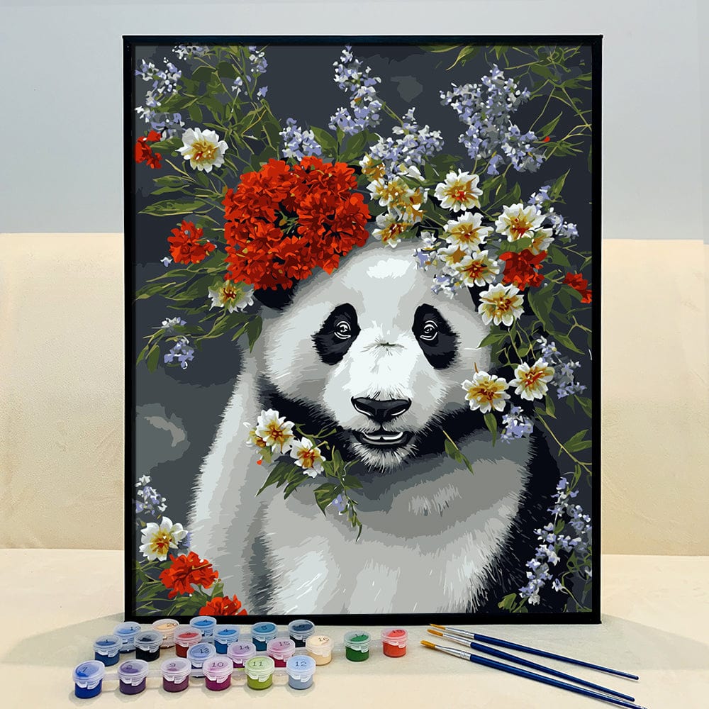 ColourMost™ DIY Painting By Numbers (EXCLUSIVE) - Panda in flowers (16"x20")