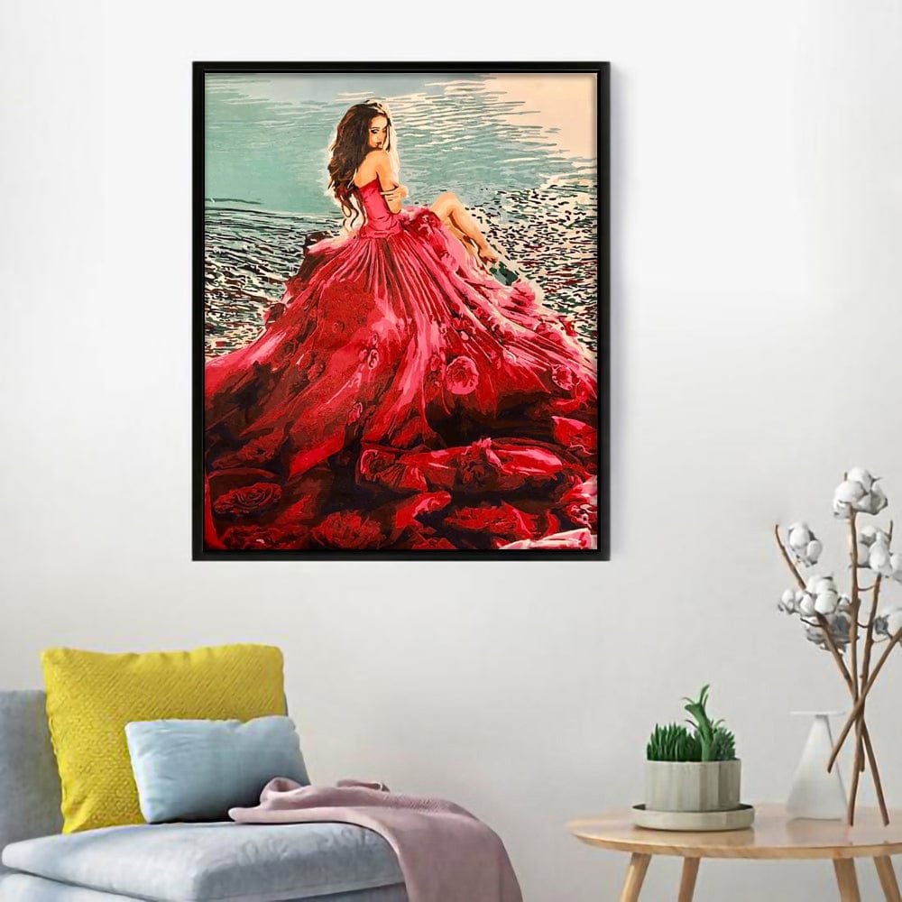DIY Painting By Numbers - Red Dress Girl