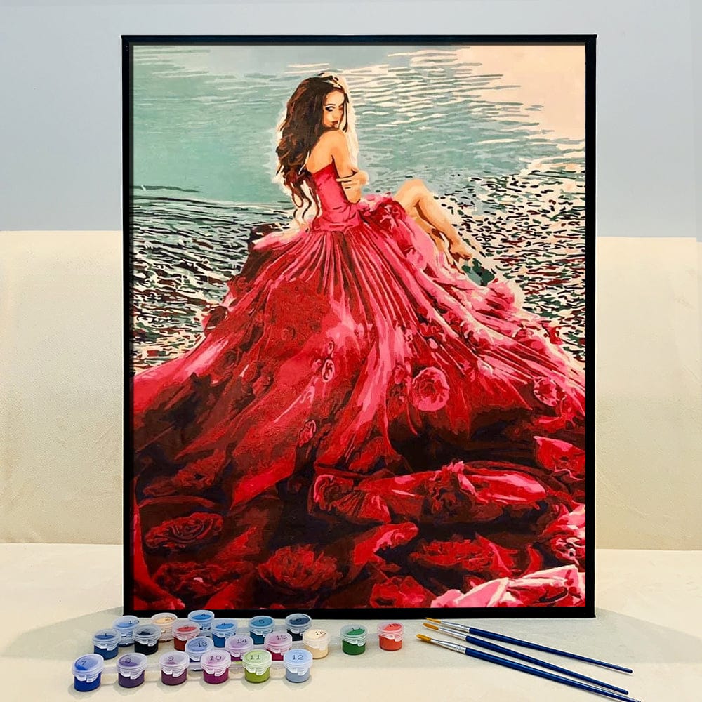 DIY Painting By Numbers - Red Dress Girl DIY Painting By Numbers - Red Dress Girl