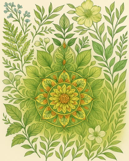 "Serenity Mandalas" Series - Botanical P251104#02 | Original Paint by Numbers | Diamond Painting (16"x20" / 40x50cm)