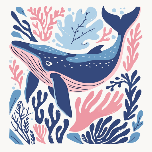 ColourMost™ Mini Paint by Numbers Series #07: 'Whale Serenity' (8"x8" / 20x20cm)