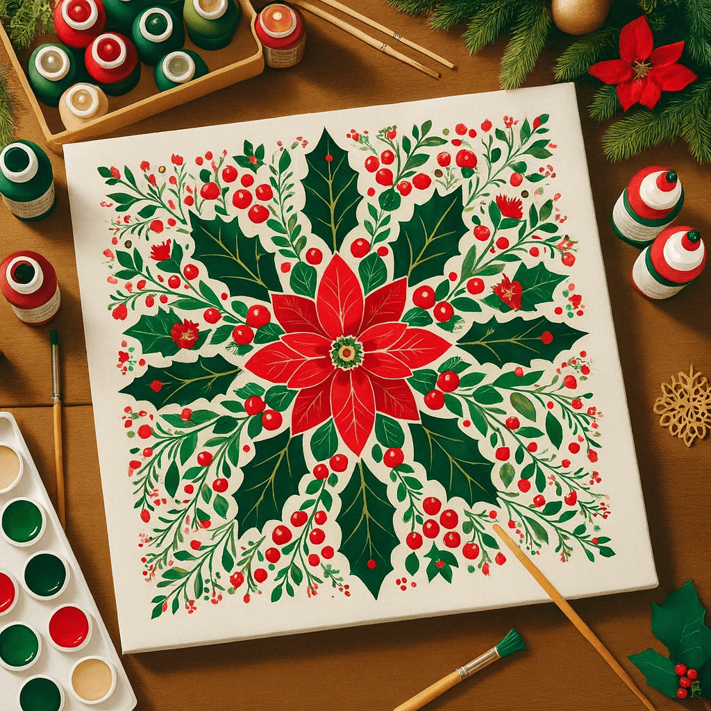 "Serenity Mandalas" Series - Botanical P12#18 | Original 🎨 Paint by Numbers | 💎 Diamond Painting (16"x16" / 40x40cm)