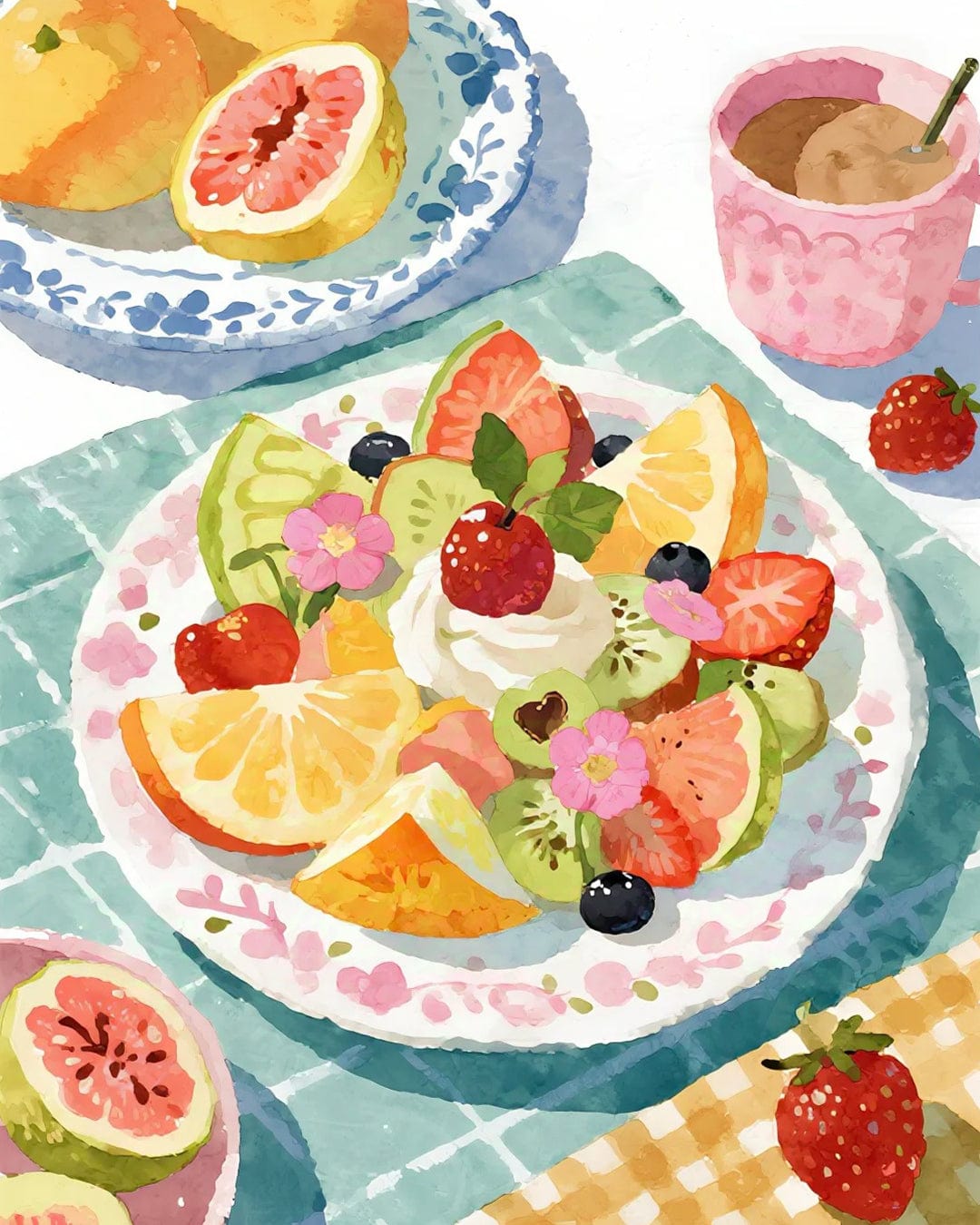 Morning Delight Series – Paint by Numbers Kits for Adults | DIY Art of Fruits, Desserts & Cozy Tables