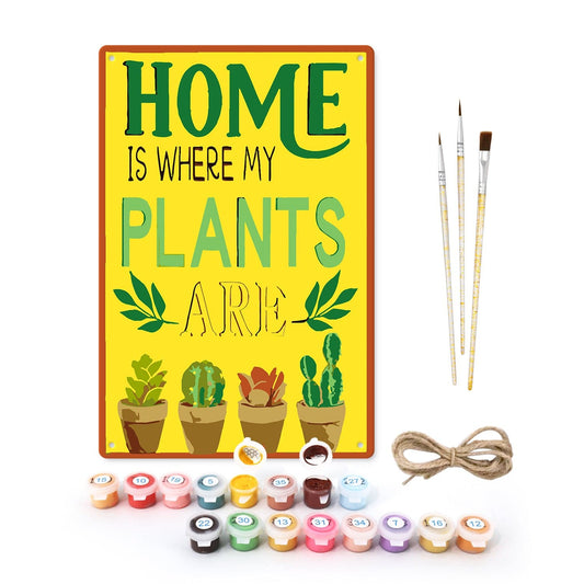 ColourMost™ Metal Bar/Posters Art Paint By Numbers- Home Is Where My Plants Are #33 (20x30cm /7.8"x11.8"）
