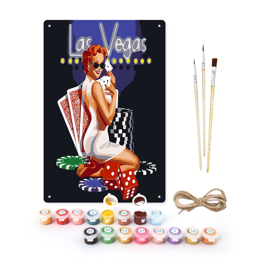 ColourMost™ Metal Bar/Posters Art Paint By Numbers- Viva Las Vegas #26 (20x30cm /7.8"x11.8"）