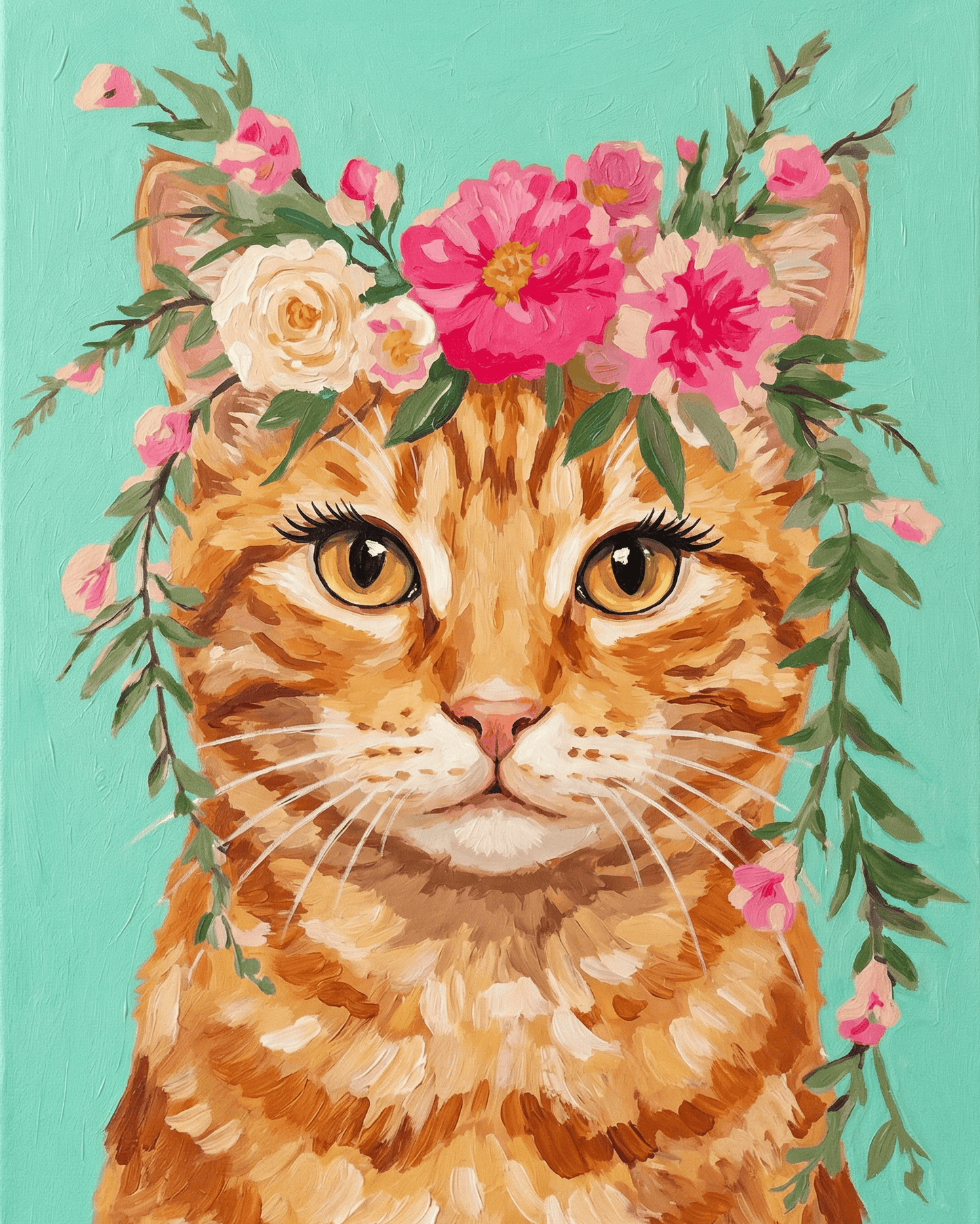 Orange Tabby | "Blooming Pets" Original Paint by Numbers (16"x20" / 40x50cm)