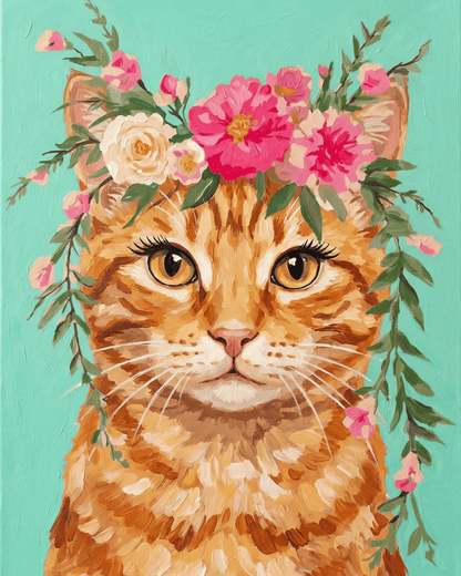 Orange Tabby | "Blooming Pets" Original Paint by Numbers (16"x20" / 40x50cm)