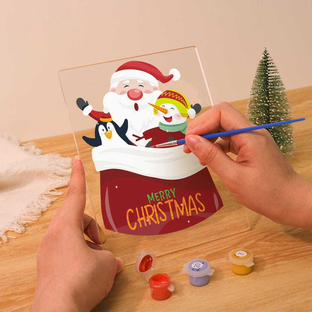 ColourMost™ LED Paint by Numbers Series #03: 'Santa, Snowman & Penguin' (6"x8" / 15x20cm)