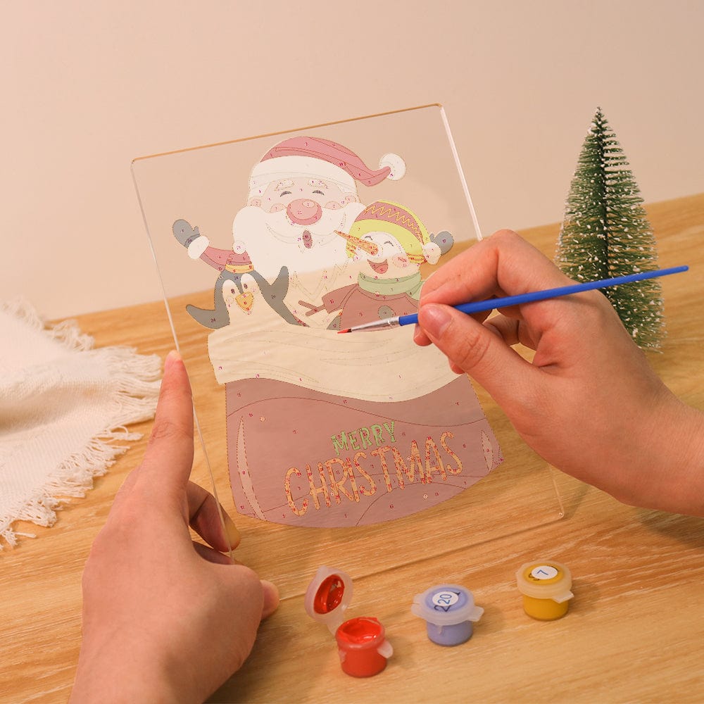 ColourMost™ LED Paint by Numbers Series #03: 'Santa, Snowman & Penguin' (6"x8" / 15x20cm)