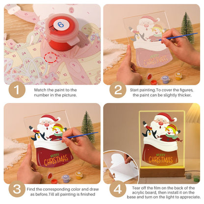 ColourMost™ LED Paint by Numbers Series #03: 'Santa, Snowman & Penguin' (6"x8" / 15x20cm)