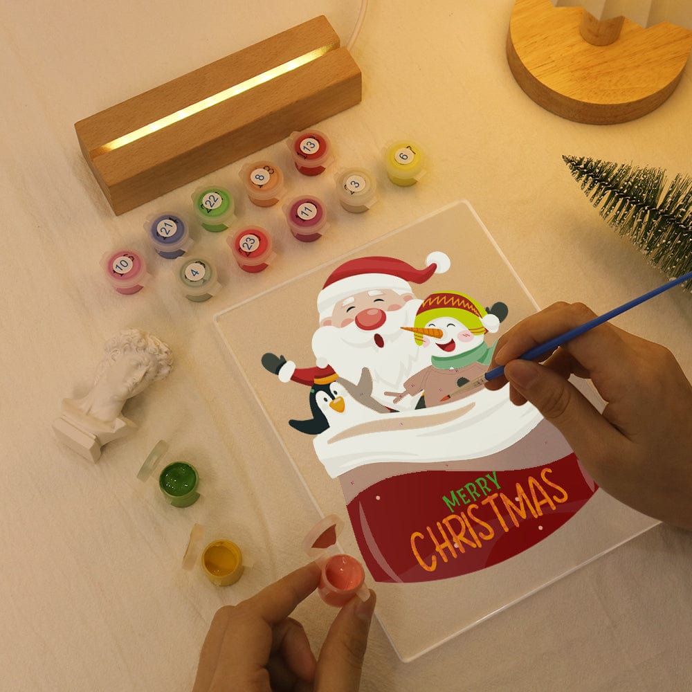 ColourMost™ LED Paint by Numbers Series #03: 'Santa, Snowman & Penguin' (6"x8" / 15x20cm)