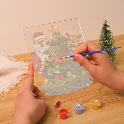 ColourMost™ LED Paint by Numbers Series #04: 'Santa & Reindeer Christmas Tree' (6"x8" / 15x20cm)