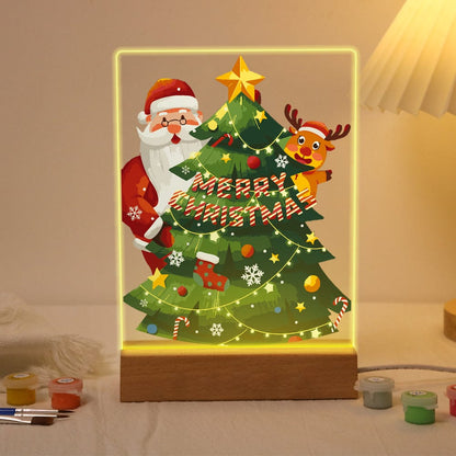 ColourMost™ LED Paint by Numbers Series #04: 'Santa & Reindeer Christmas Tree' (6"x8" / 15x20cm)