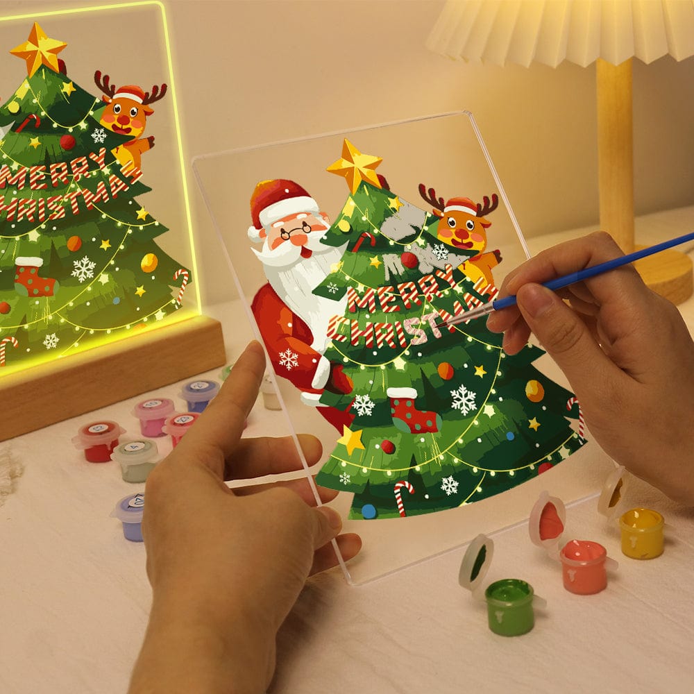 ColourMost™ LED Paint by Numbers Series #04: 'Santa & Reindeer Christmas Tree' (6"x8" / 15x20cm)