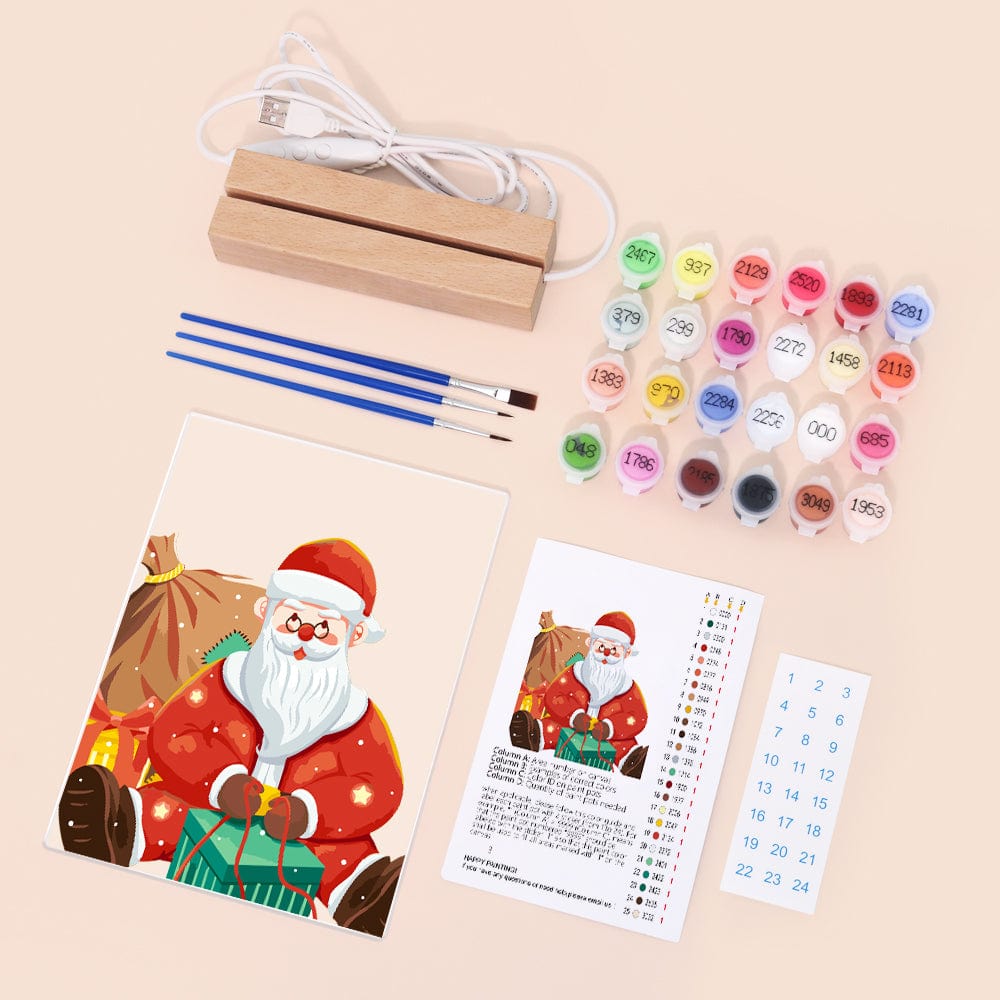 ColourMost™ LED Paint by Numbers Series #10: 'Classic Santa' (6"x8" / 15x20cm)