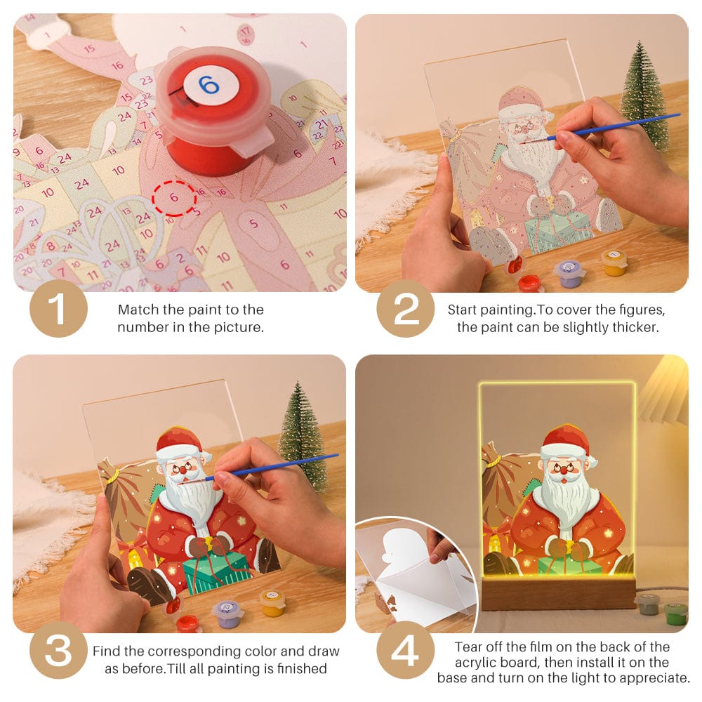 ColourMost™ LED Paint by Numbers Series #10: 'Classic Santa' (6"x8" / 15x20cm)