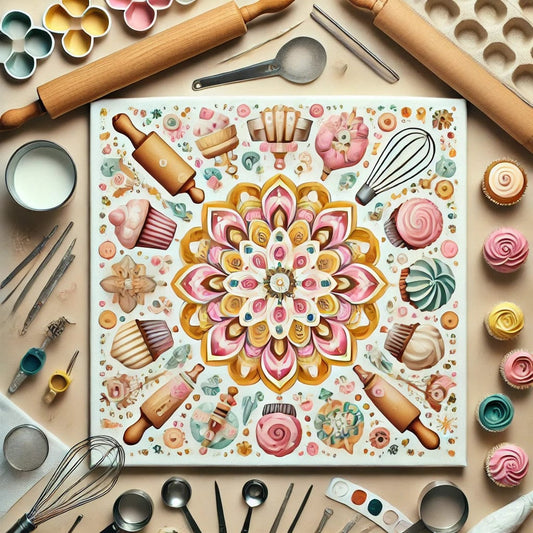 "Serenity Mandalas" Series by ColourMost™ - Baking #02 | Original Paint by Numbers (16"x16" / 40x40cm)