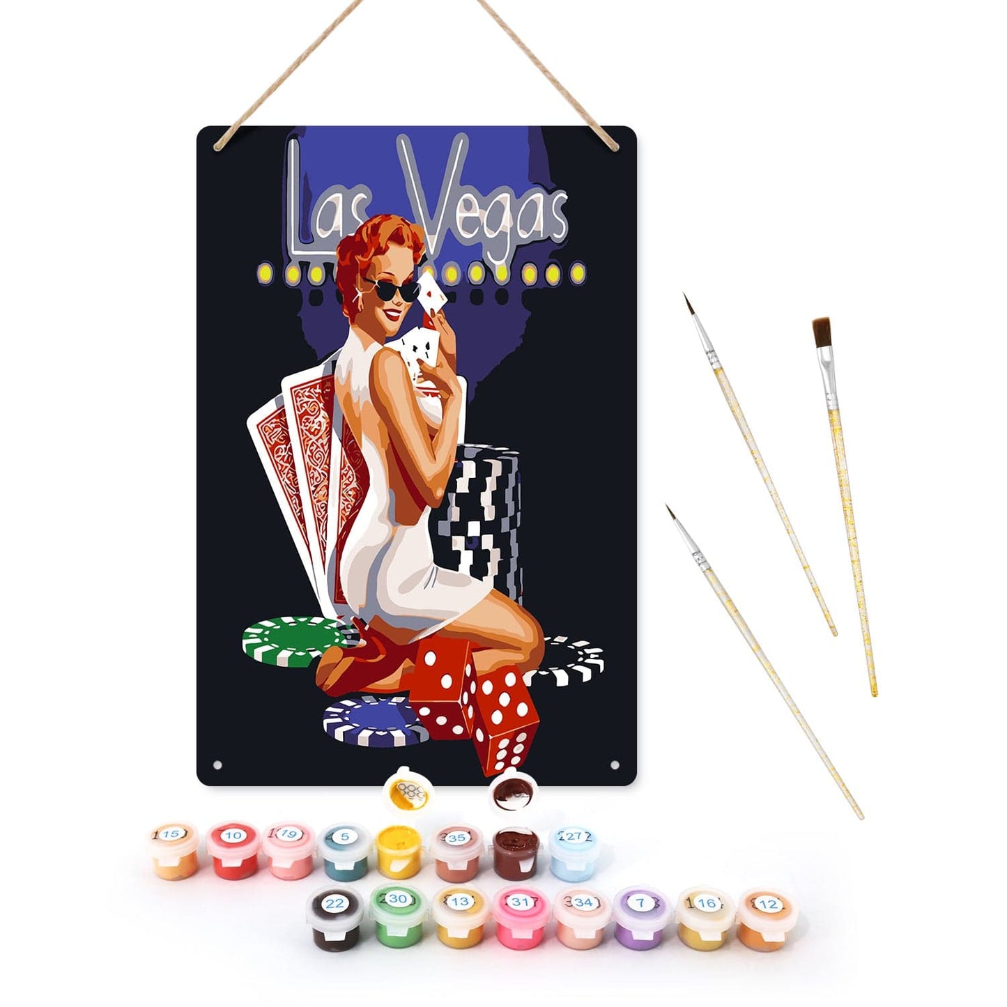 ColourMost™ Metal Bar/Posters Art Paint By Numbers- Viva Las Vegas #26 (20x30cm /7.8"x11.8"）