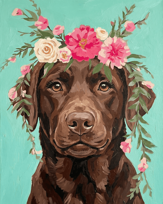 Labrador | "Blooming Pets" Original Paint by Numbers (16"x20" / 40x50cm)