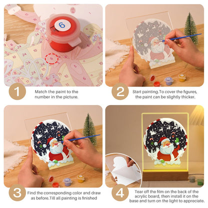 ColourMost™ LED Paint by Numbers Series #07: 'Santa Snow Globe' (6"x8" / 15x20cm)