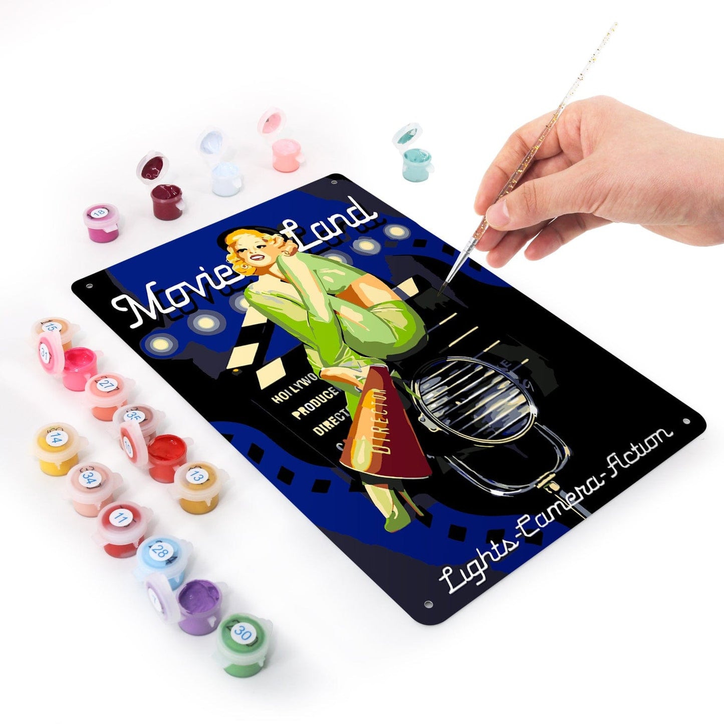 ColourMost™ Metal Bar/Posters Art Paint By Numbers- Movie Star #25 (20x30cm /7.8"x11.8"）