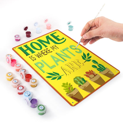 ColourMost™ Metal Bar/Posters Art Paint By Numbers- Home Is Where My Plants Are #33 (20x30cm /7.8"x11.8"）