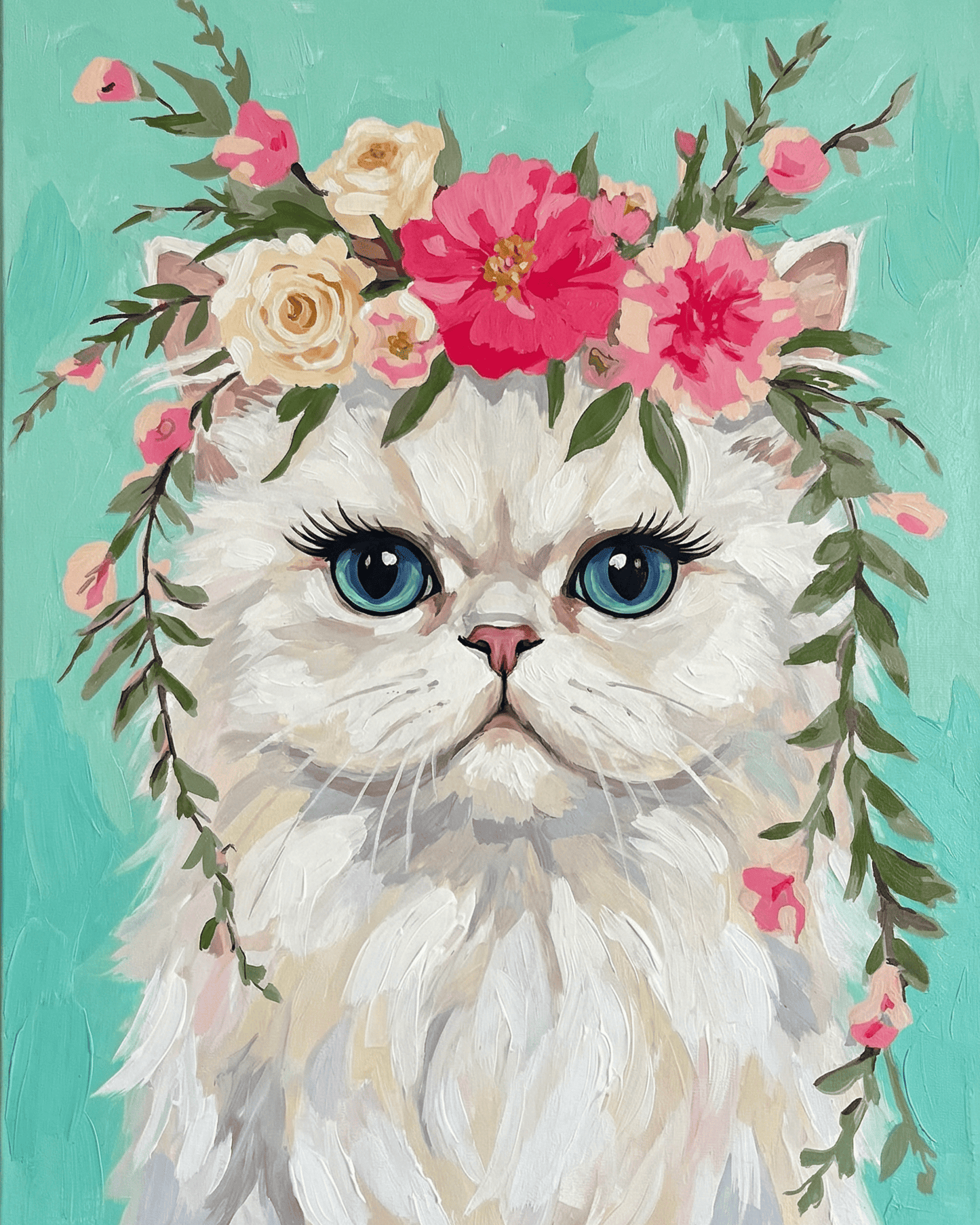 Persian | "Blooming Pets" Original Paint by Numbers (16"x20" / 40x50cm)