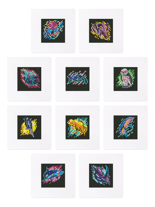 ColourMost™ Mini Diamond Painting Series #13: 'Neon Animals' - Frameless 10-in-1 Set (6"x7" / 15x18cm)