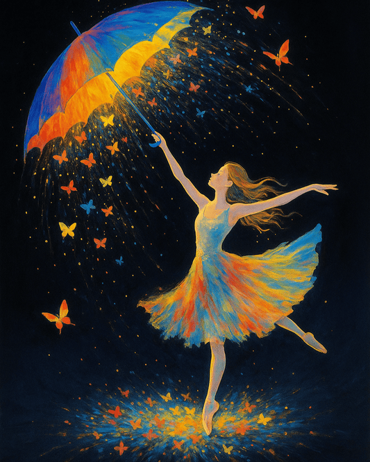 Rain of Light – Paint by Numbers Kit for Adults | Emotional Fantasy DIY Art with Dancer & Butterflies