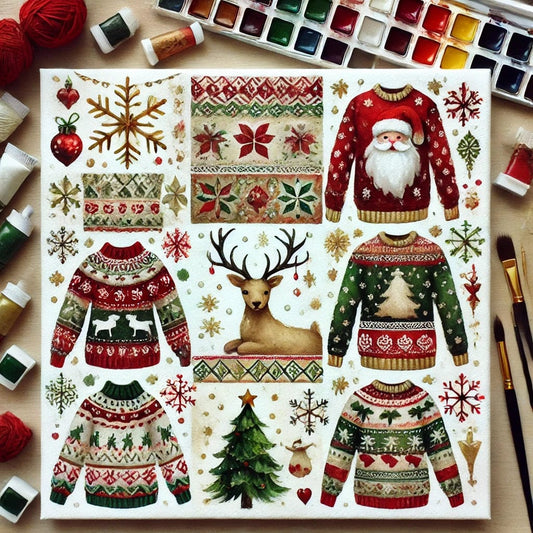 "Ugly Sweater" Series by ColourMost™ #06 | Original Paint by Numbers (16"x16" / 40x40cm)