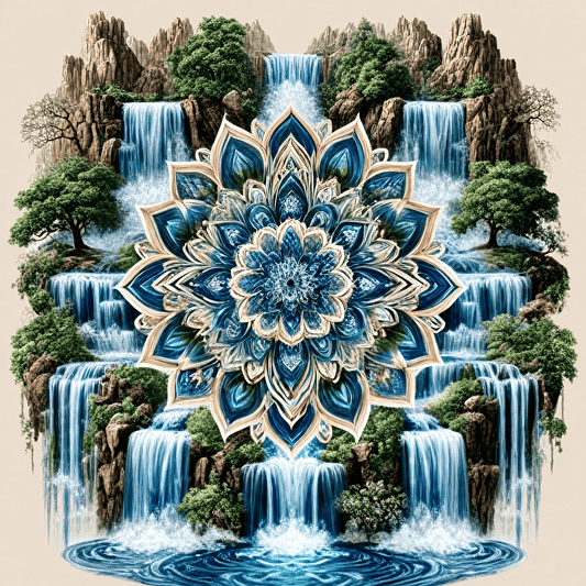 "Serenity Mandalas" Series - Waterfall P260620#1 | Original 🎨 Paint by Numbers | 💎 Diamond Painting (16"x16" / 40x40cm)