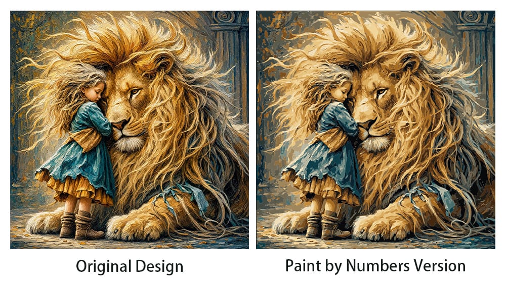 Lion's Embrace ｜ Original Paint by Numbers (16"x16" / 40x40cm)
