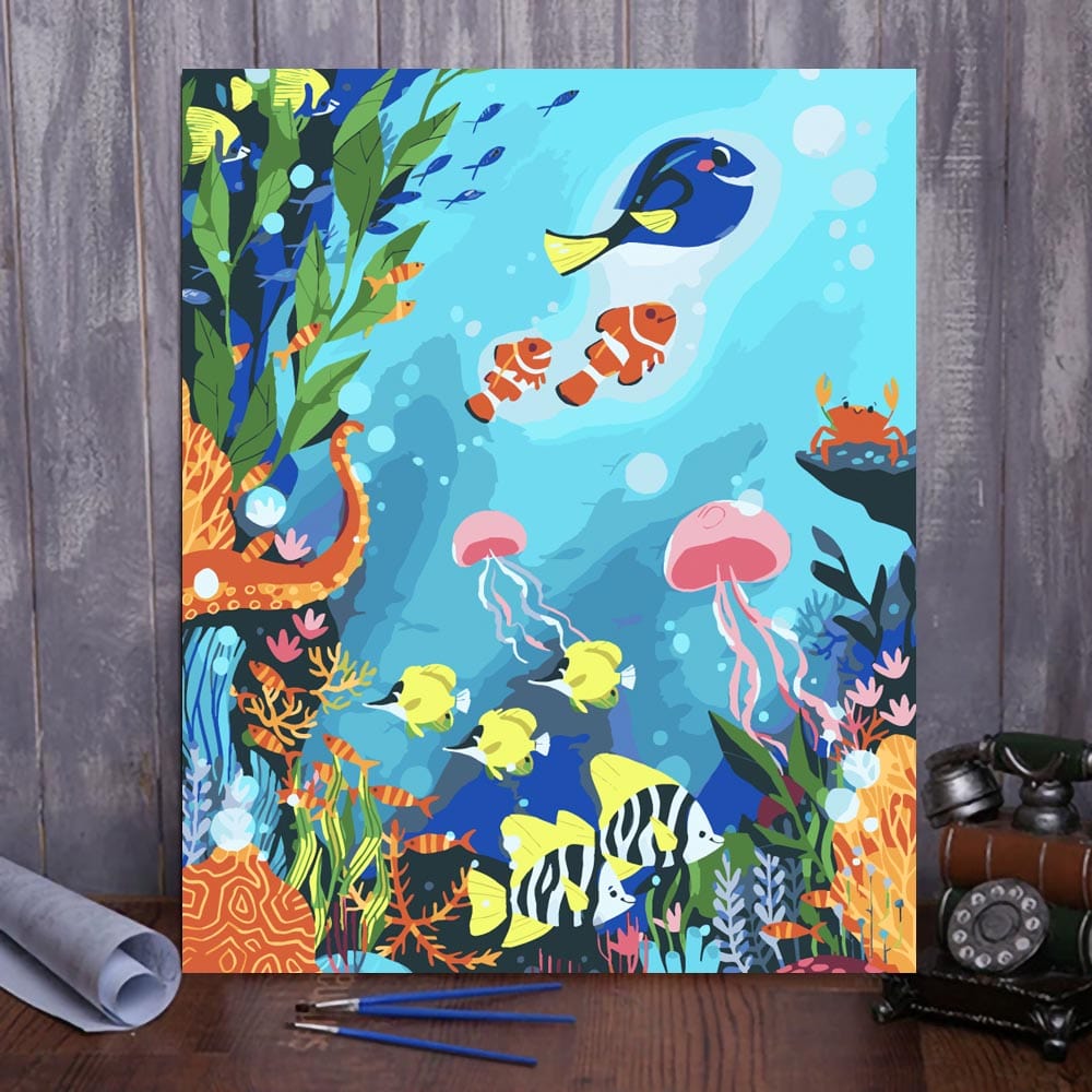 【Valentine's Day Sale】 ColourMost™ DIY Painting By Numbers - 'Underwater  world' (16x20)