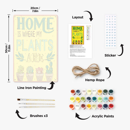 ColourMost™ Metal Bar/Posters Art Paint By Numbers- Home Is Where My Plants Are #33 (20x30cm /7.8"x11.8"）
