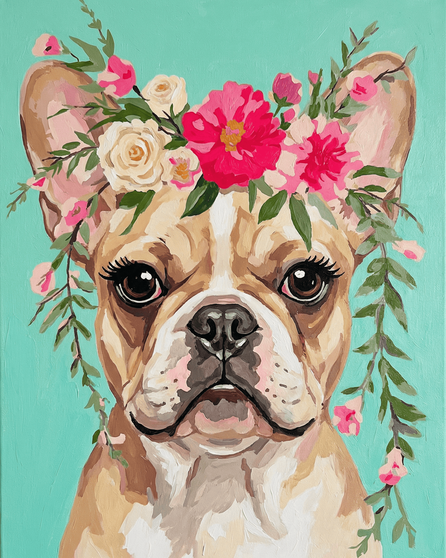French Bulldog | "Blooming Pets" Original Paint by Numbers (16"x20" / 40x50cm)