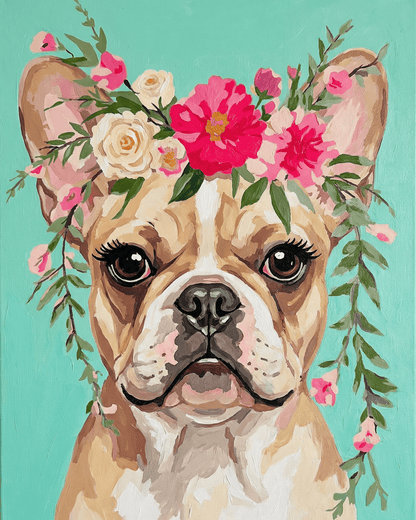 French Bulldog | "Blooming Pets" Original Paint by Numbers (16"x20" / 40x50cm)