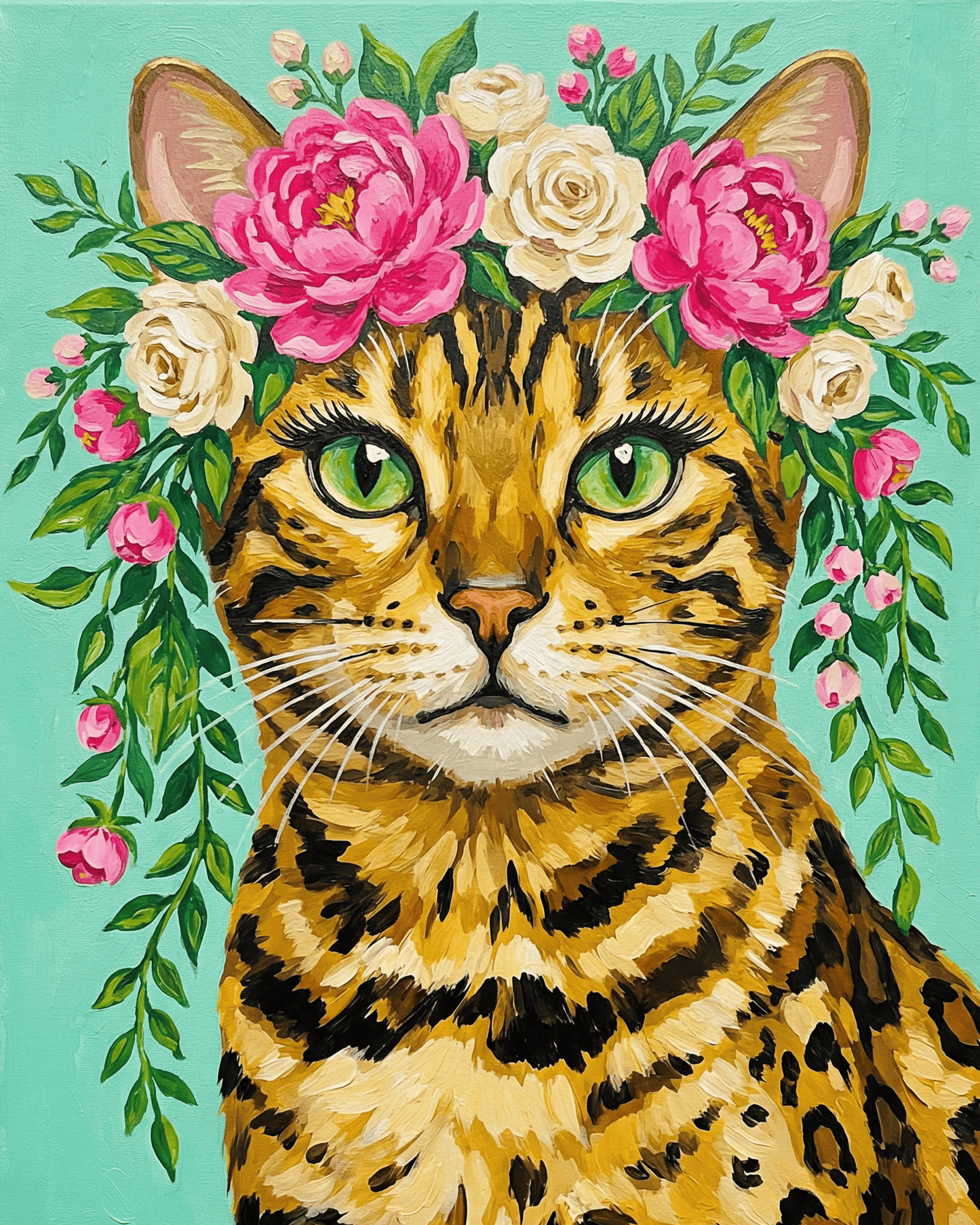 Bengal | "Blooming Pets" Original Paint by Numbers (16"x20" / 40x50cm)