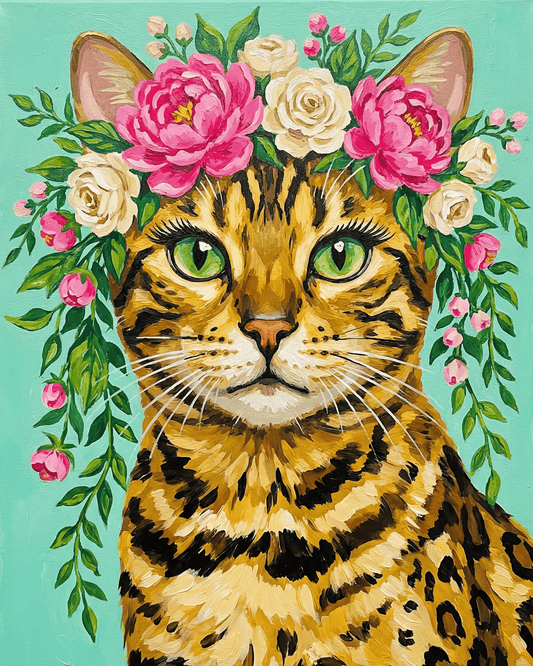 Bengal | "Blooming Pets" Original Paint by Numbers (16"x20" / 40x50cm)