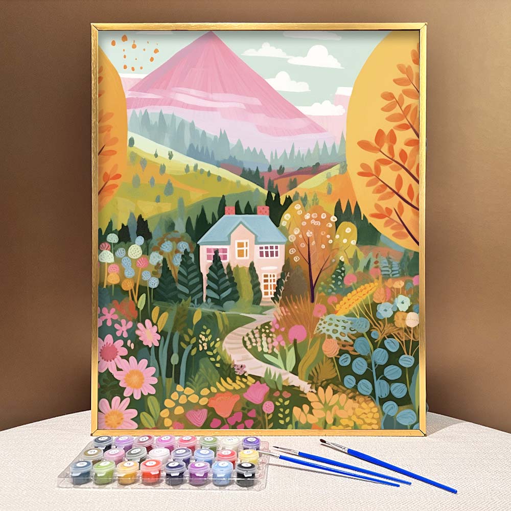 Paint by Numbers Kit for Adults Framed Canvas 40x50cm Retreat Cottage 