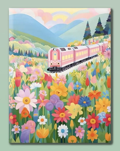 "Floral Train Ride" Series  | 🎨 Paint by Numbers | 💎 Diamond Painting (16"x20" / 40x50cm)