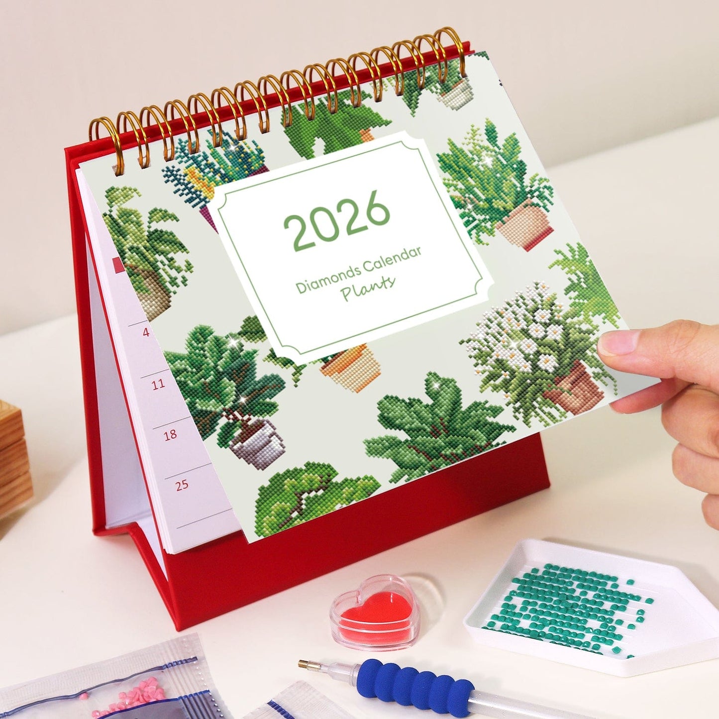 ColourMost™ 2026 Desk Calendar Series – Plants /Diamond Painting(17cm x 15cm)